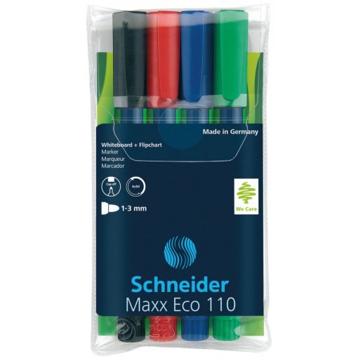 Tábla- és flipchart marker készlet 1-3 mm kerek végű 4-es készlet SCHNEIDER Maxx Eco 110