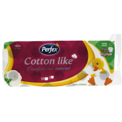 Toalettpapír 3 rétegű kistekercses 10 tekercs/csomag Cotton Line Comfort Line Natural Boni Perfex natúr