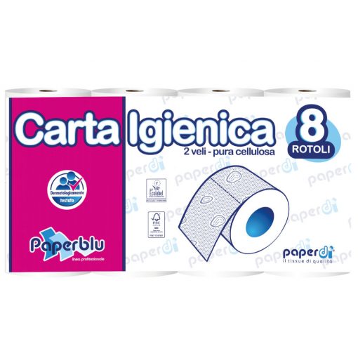 Toalettpapír 2 rétegű kistekercses 150 lap/tekercs 8 tekercs/csomag  Bluering®ID8G450F8/P