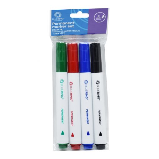 Alkoholos marker készlet, 3mm, kerek hegyű 4-es készlet Bluering®