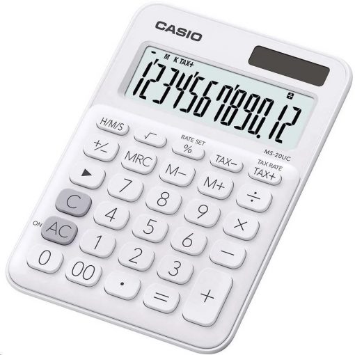 Számológép asztali 12 digit nagy, döntött kijelző fehér CASIO MS 20 UC WE