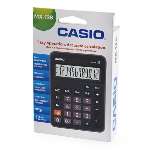 SZÁMOLÓGÉP ASZTALI 12 DIGIT CASIO MX12B BK DÖNTÖTT KIJELZŐ